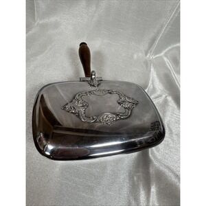 Wallace‎ Silver Plated Hand Dust Pan Wood Handle Ornate Floral Design